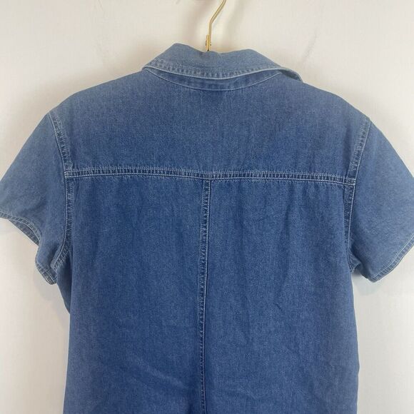 American Vintage 90's denim button up shirt dress 100% Cotton ‎ Size 12 - Picture 3 of 8
